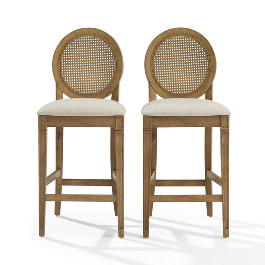 Crosley Furniture - Katia 2-Piece Upholstered Cane-Back Counter Stool Set - 2 Upholstered Cane-Back Counter Stools - CF503326DW-CR view 2