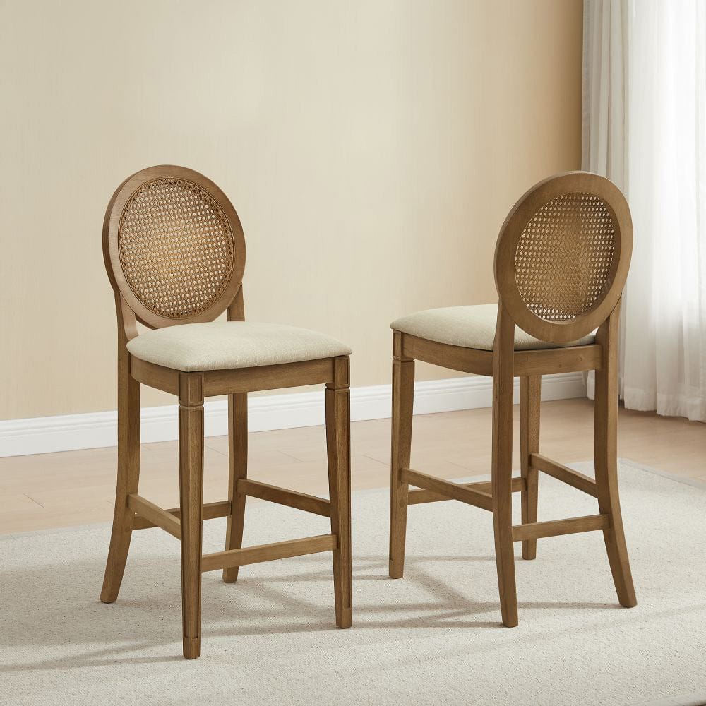 Crosley Furniture - Katia 2-Piece Upholstered Cane-Back Counter Stool Set - 2 Upholstered Cane-Back Counter Stools - CF503326DW-CR view 6