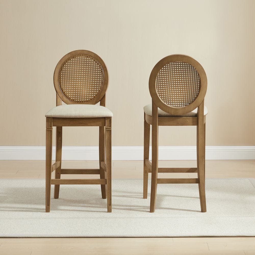 Crosley Furniture - Katia 2-Piece Upholstered Cane-Back Counter Stool Set - 2 Upholstered Cane-Back Counter Stools - CF503326DW-CR view 7