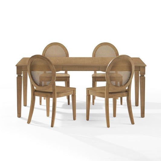 Crosley Furniture - Katia 5-Piece Dining Table Set For 4 With Cane-Back Chairs - Table & 4 Cane-Back Chairs - KF20043DW view 1