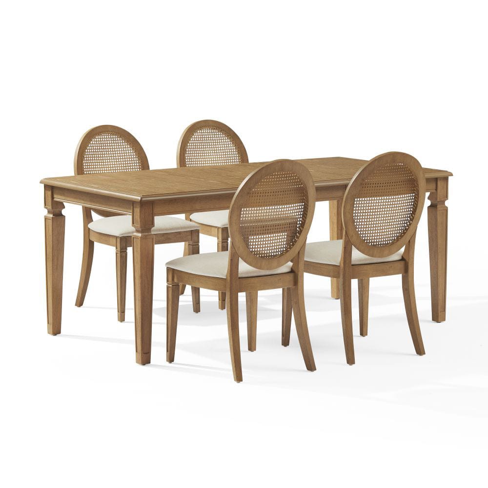 Crosley Furniture - Katia 5Pc Dining Table Set For 4 Cane-Back Upholstered Chairs - Table & 4 Upholstered Cane-Back Chairs - KF20036DW-CR view 1