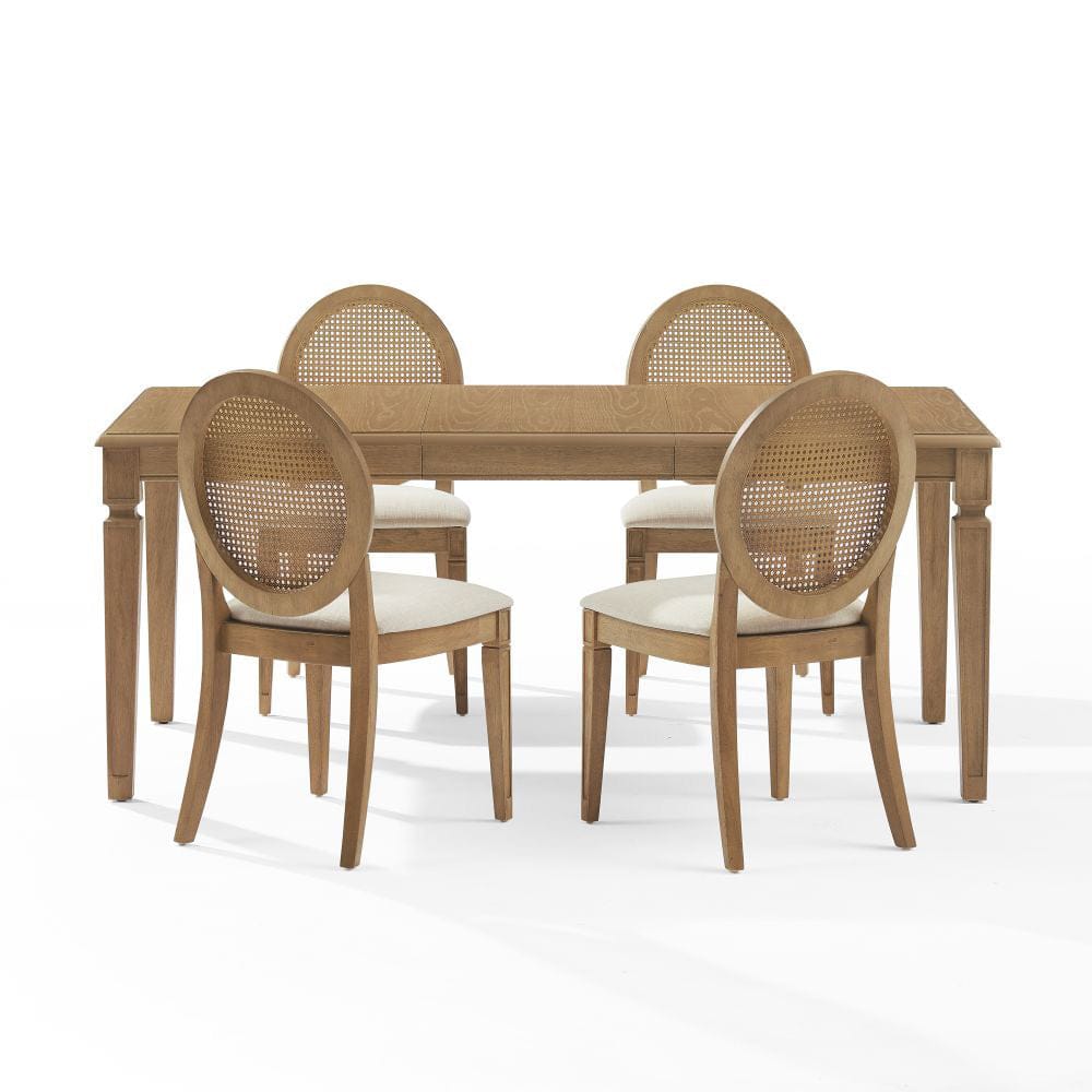 Crosley Furniture - Katia 5Pc Dining Table Set For 4 Cane-Back Upholstered Chairs - Table & 4 Upholstered Cane-Back Chairs - KF20036DW-CR view 2