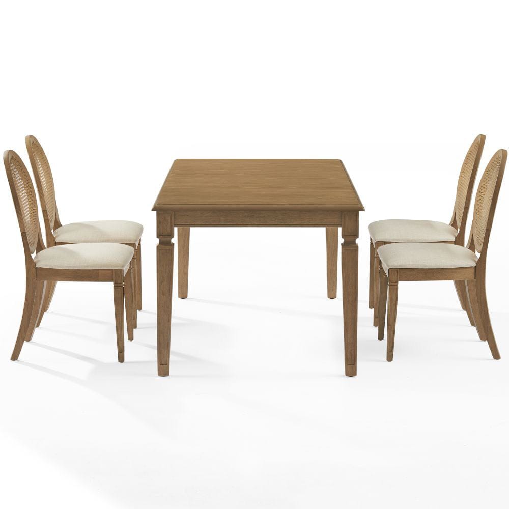 Crosley Furniture - Katia 5Pc Dining Table Set For 4 Cane-Back Upholstered Chairs - Table & 4 Upholstered Cane-Back Chairs - KF20036DW-CR view 3