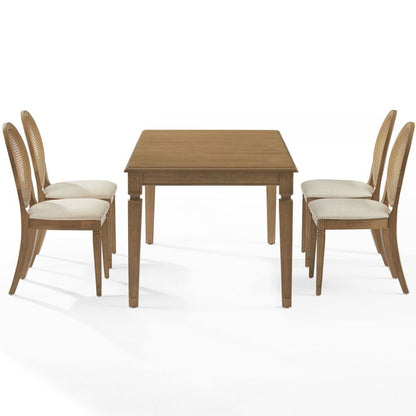 Crosley Furniture - Katia 5Pc Dining Table Set For 4 Cane-Back Upholstered Chairs - Table & 4 Upholstered Cane-Back Chairs - KF20036DW-CR view 3