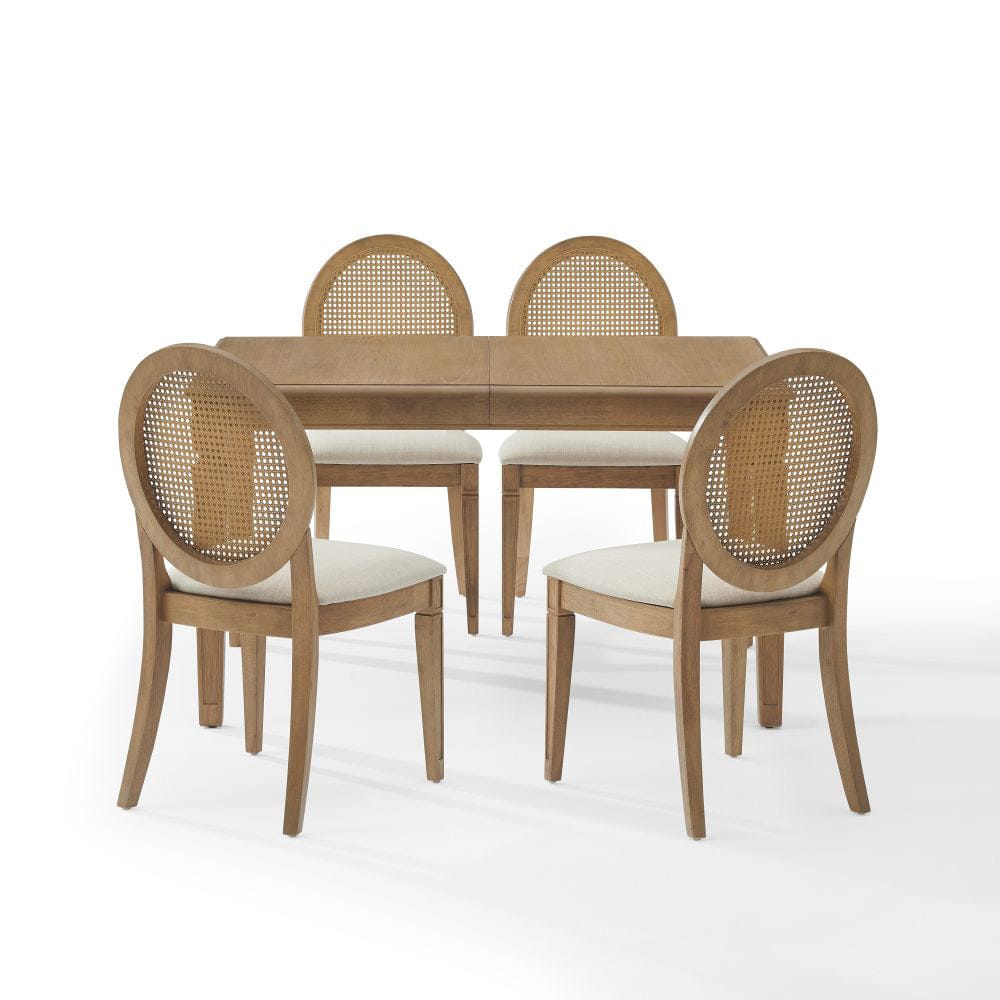 Crosley Furniture - Katia 5Pc Dining Table Set For 4 Cane-Back Upholstered Chairs - Table & 4 Upholstered Cane-Back Chairs - KF20036DW-CR view 5