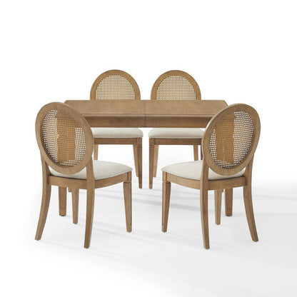 Crosley Furniture - Katia 5Pc Dining Table Set For 4 Cane-Back Upholstered Chairs - Table & 4 Upholstered Cane-Back Chairs - KF20036DW-CR view 5