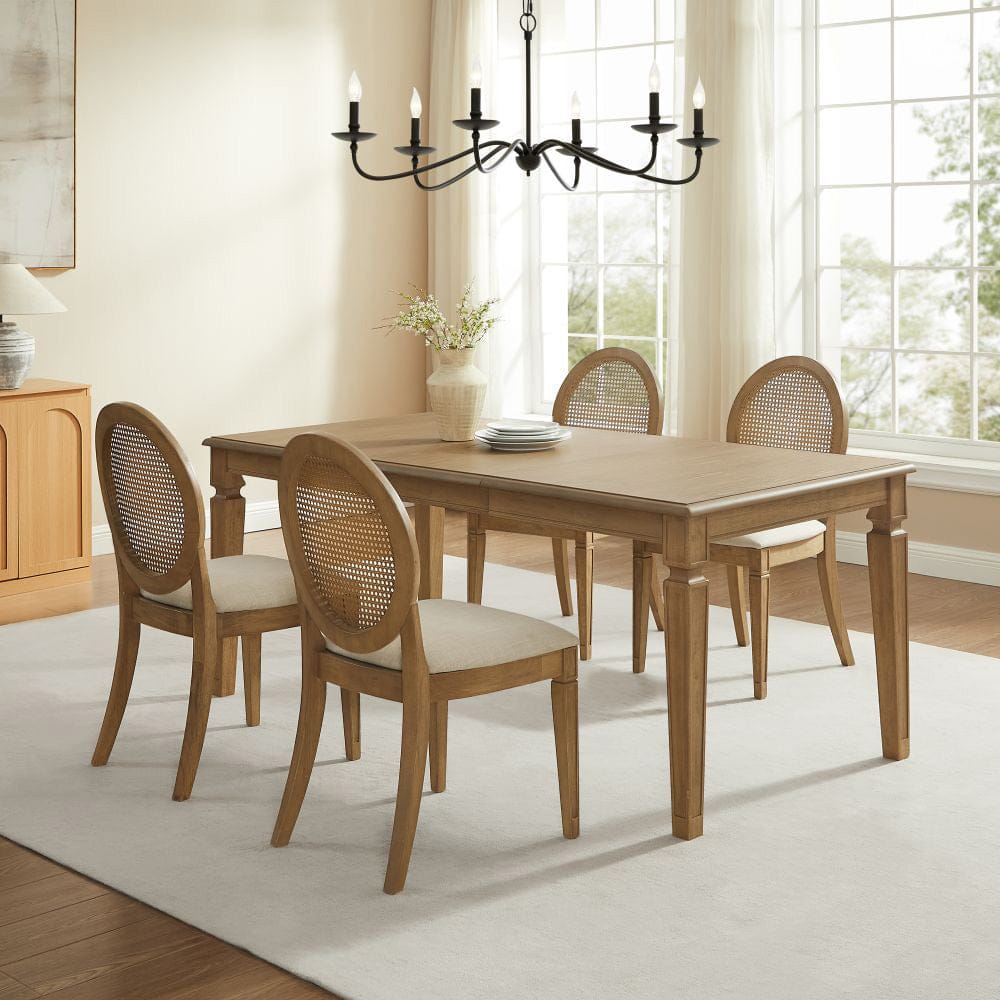 Crosley Furniture - Katia 5Pc Dining Table Set For 4 Cane-Back Upholstered Chairs - Table & 4 Upholstered Cane-Back Chairs - KF20036DW-CR view 6