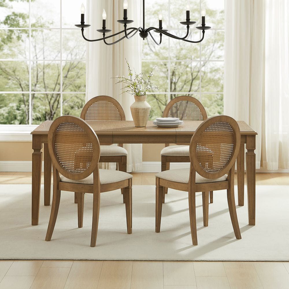 Crosley Furniture - Katia 5Pc Dining Table Set For 4 Cane-Back Upholstered Chairs - Table & 4 Upholstered Cane-Back Chairs - KF20036DW-CR view 7