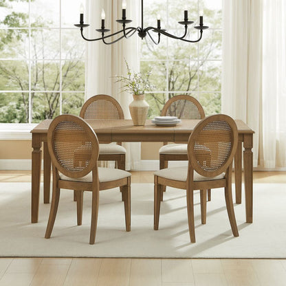 Crosley Furniture - Katia 5Pc Dining Table Set For 4 Cane-Back Upholstered Chairs - Table & 4 Upholstered Cane-Back Chairs - KF20036DW-CR view 7