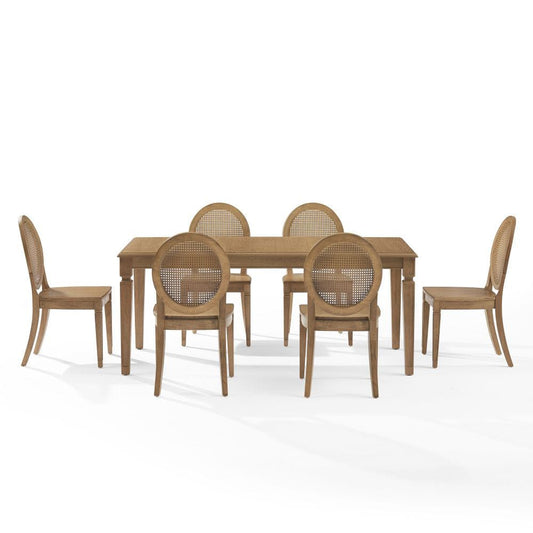 Crosley Furniture - Katia 7-Piece Dining Table Set For 6 With Cane-Back Chairs - Table & 6 Cane-Back Chairs - KF20037DW view 1
