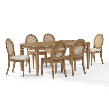 Crosley Furniture - Katia 7Pc Dining Set With Cane-Back Upholstered Chairs - Table, 4 Cane-Back Chairs, & 2 Upholstered Cane-Back Chairs - KF20039DW-CR view 1