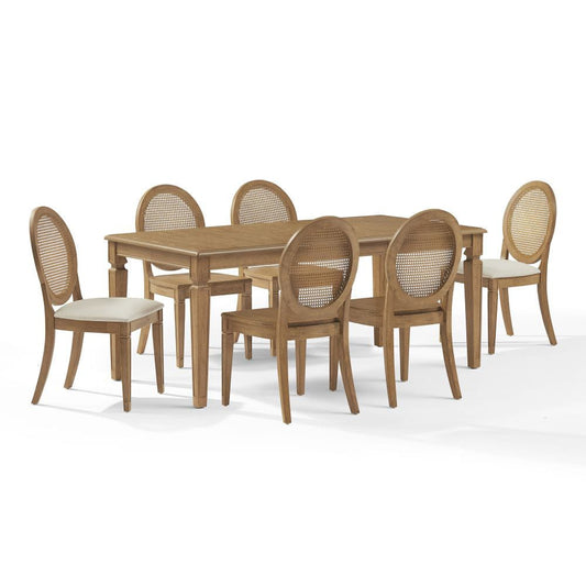 Crosley Furniture - Katia 7Pc Dining Set With Cane-Back Upholstered Chairs - Table, 4 Cane-Back Chairs, & 2 Upholstered Cane-Back Chairs - KF20039DW-CR view 1