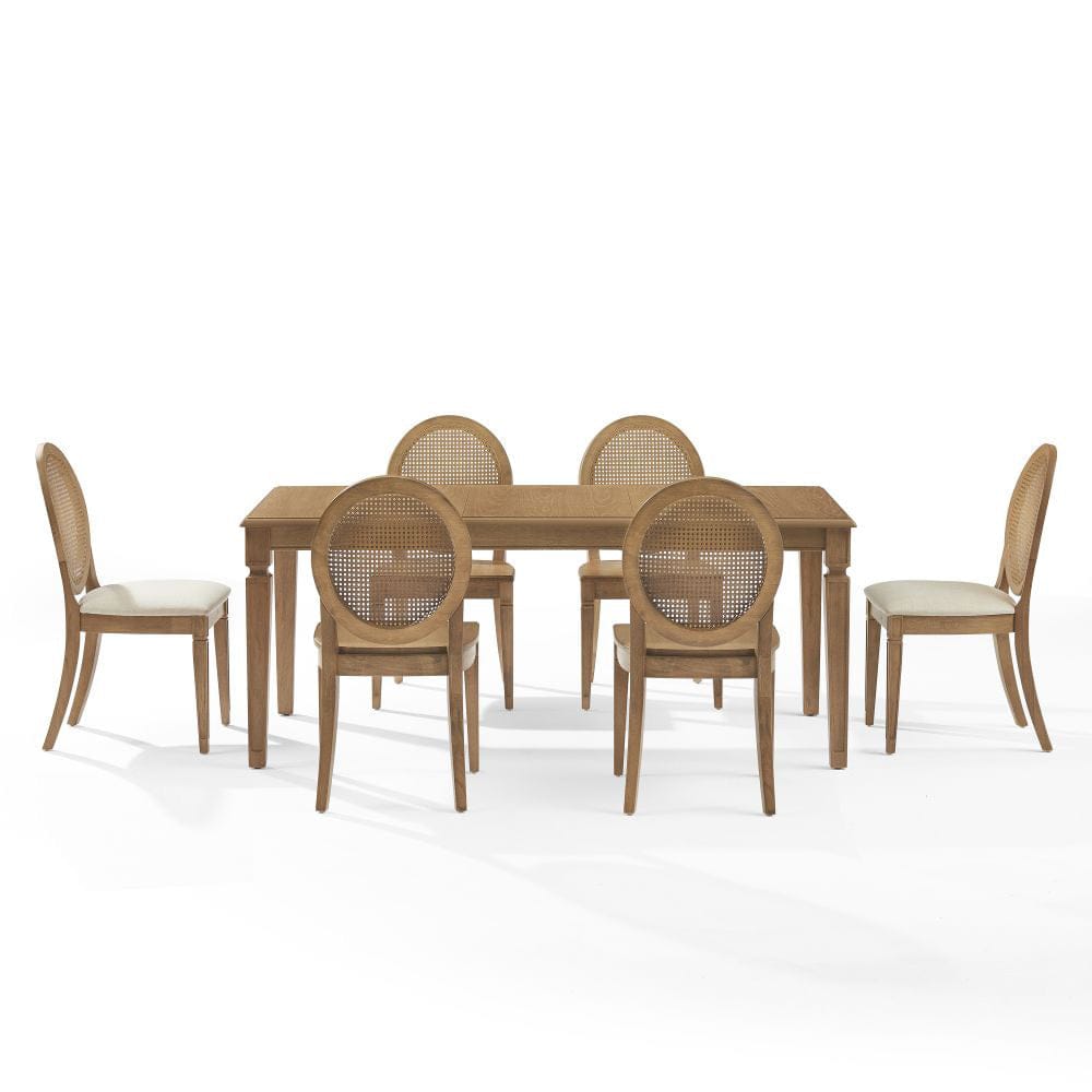 Crosley Furniture - Katia 7Pc Dining Set With Cane-Back Upholstered Chairs - Table, 4 Cane-Back Chairs, & 2 Upholstered Cane-Back Chairs - KF20039DW-CR view 2