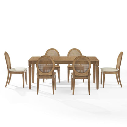Crosley Furniture - Katia 7Pc Dining Set With Cane-Back Upholstered Chairs - Table, 4 Cane-Back Chairs, & 2 Upholstered Cane-Back Chairs - KF20039DW-CR view 2