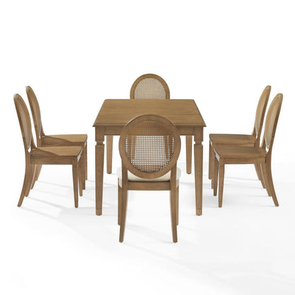 Crosley Furniture - Katia 7Pc Dining Set With Cane-Back Upholstered Chairs - Table, 4 Cane-Back Chairs, & 2 Upholstered Cane-Back Chairs - KF20039DW-CR view 3