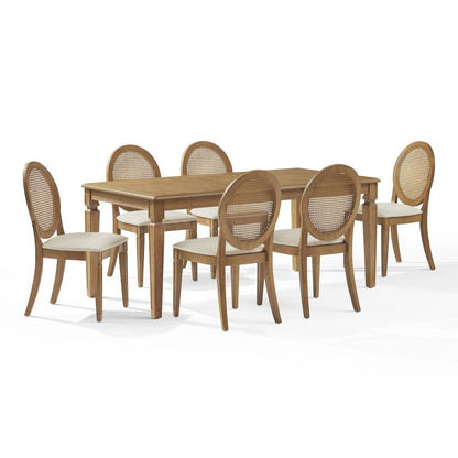 Crosley Furniture - Katia 7Pc Dining Table Set For 6 Cane-Back Upholstered Chairs - Table & 6 Upholstered Cane-Back Chairs - KF20038DW-CR view 1