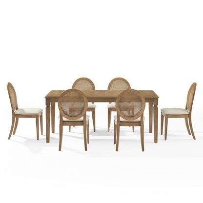 Crosley Furniture - Katia 7Pc Dining Table Set For 6 Cane-Back Upholstered Chairs - Table & 6 Upholstered Cane-Back Chairs - KF20038DW-CR view 2