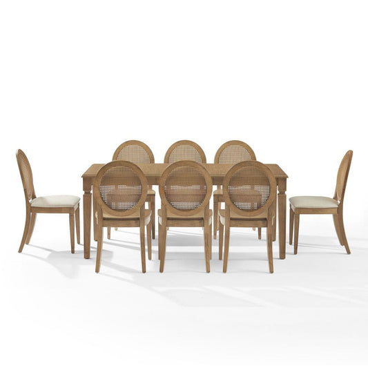 Crosley Furniture - Katia 9Pc Dining Set With Cane-Back Upholstered Chairs - Table, 6 Cane-Back Chairs, & 2 Upholstered Cane-Back Chairs - KF20042DW-CR view 2
