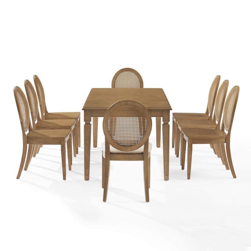 Crosley Furniture - Katia 9Pc Dining Set With Cane-Back Upholstered Chairs - Table, 6 Cane-Back Chairs, & 2 Upholstered Cane-Back Chairs - KF20042DW-CR view 3