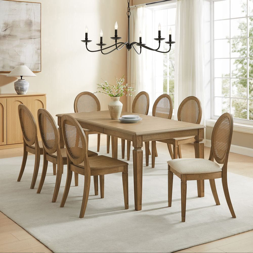 Crosley Furniture - Katia 9Pc Dining Set With Cane-Back Upholstered Chairs - Table, 6 Cane-Back Chairs, & 2 Upholstered Cane-Back Chairs - KF20042DW-CR view 6