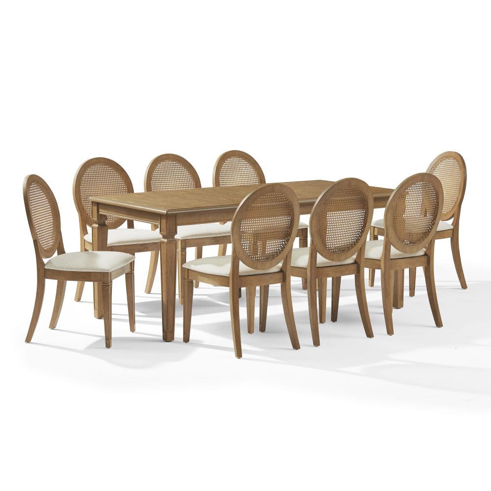 Crosley Furniture - Katia 9Pc Dining Table Set For 8 Cane-Back Upholstered Chairs - Table & 8 Upholstered Cane-Back Chairs - KF20041DW-CR view 1