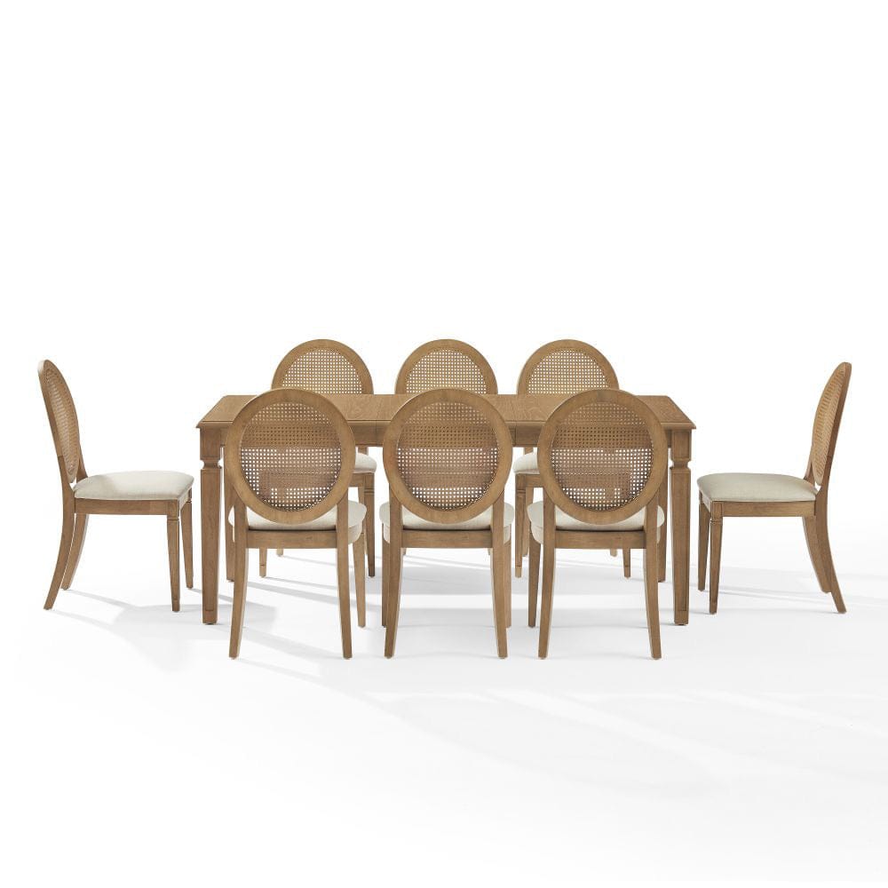 Crosley Furniture - Katia 9Pc Dining Table Set For 8 Cane-Back Upholstered Chairs - Table & 8 Upholstered Cane-Back Chairs - KF20041DW-CR view 2