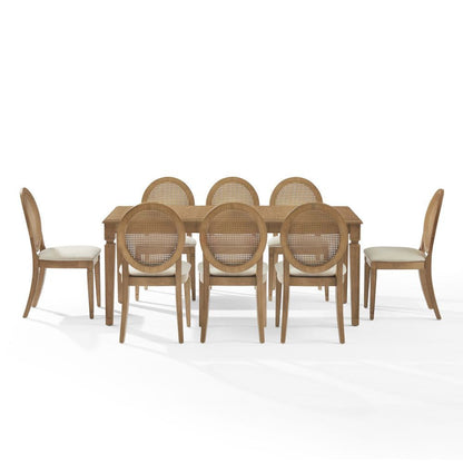 Crosley Furniture - Katia 9Pc Dining Table Set For 8 Cane-Back Upholstered Chairs - Table & 8 Upholstered Cane-Back Chairs - KF20041DW-CR view 2