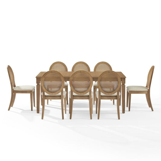 Crosley Furniture - Katia 9Pc Dining Table Set For 8 Cane-Back Upholstered Chairs - Table & 8 Upholstered Cane-Back Chairs - KF20041DW-CR view 2