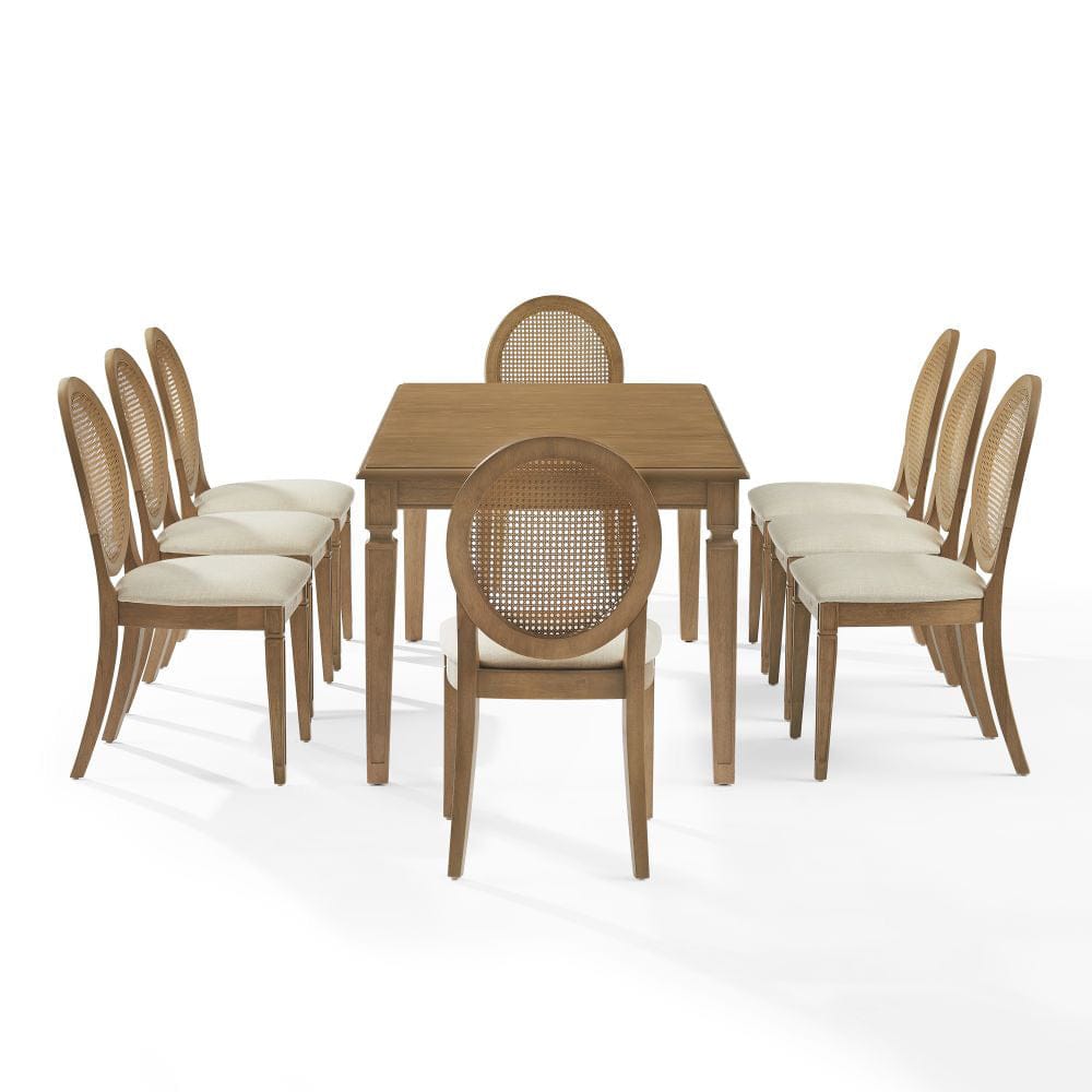 Crosley Furniture - Katia 9Pc Dining Table Set For 8 Cane-Back Upholstered Chairs - Table & 8 Upholstered Cane-Back Chairs - KF20041DW-CR view 3