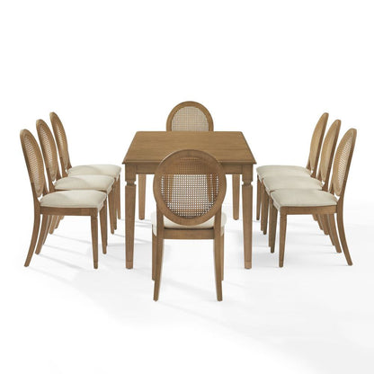Crosley Furniture - Katia 9Pc Dining Table Set For 8 Cane-Back Upholstered Chairs - Table & 8 Upholstered Cane-Back Chairs - KF20041DW-CR view 3