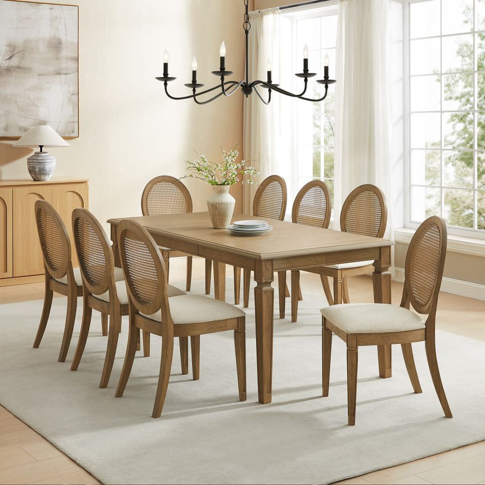 Crosley Furniture - Katia 9Pc Dining Table Set For 8 Cane-Back Upholstered Chairs - Table & 8 Upholstered Cane-Back Chairs - KF20041DW-CR view 6