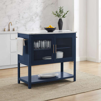 Crosley Furniture Katrina Kitchen Island Navy/White Marble - CF3042WM-NV veiw 1