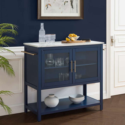 Crosley Furniture Katrina Kitchen Island Navy/White Marble - CF3042WM-NV veiw 4