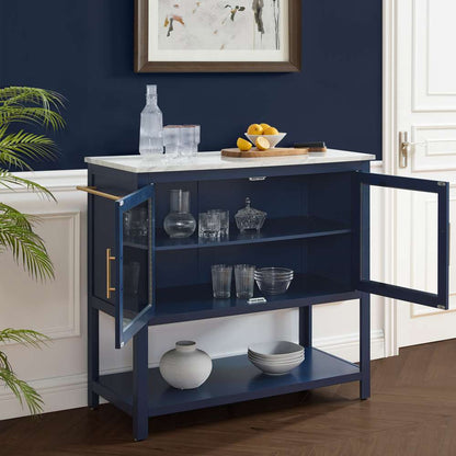 Crosley Furniture Katrina Kitchen Island Navy/White Marble - CF3042WM-NV veiw 6