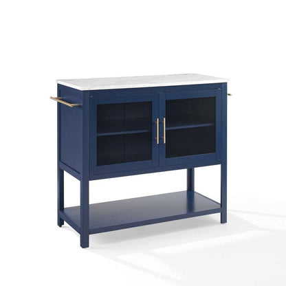 Crosley Furniture Katrina Kitchen Island Navy/White Marble - CF3042WM-NV veiw 11