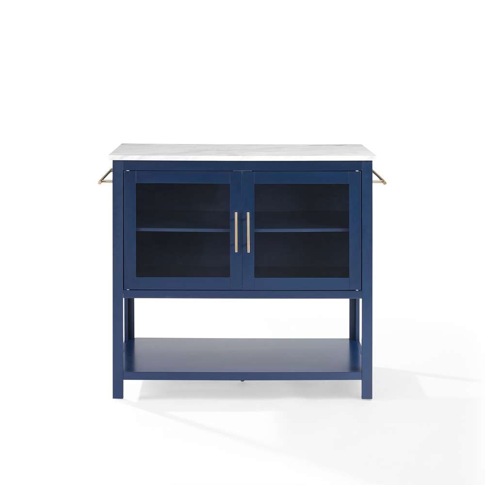 Crosley Furniture Katrina Kitchen Island Navy/White Marble - CF3042WM-NV veiw 12