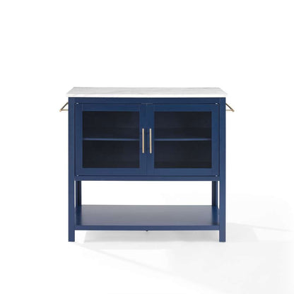 Crosley Furniture Katrina Kitchen Island Navy/White Marble - CF3042WM-NV veiw 12