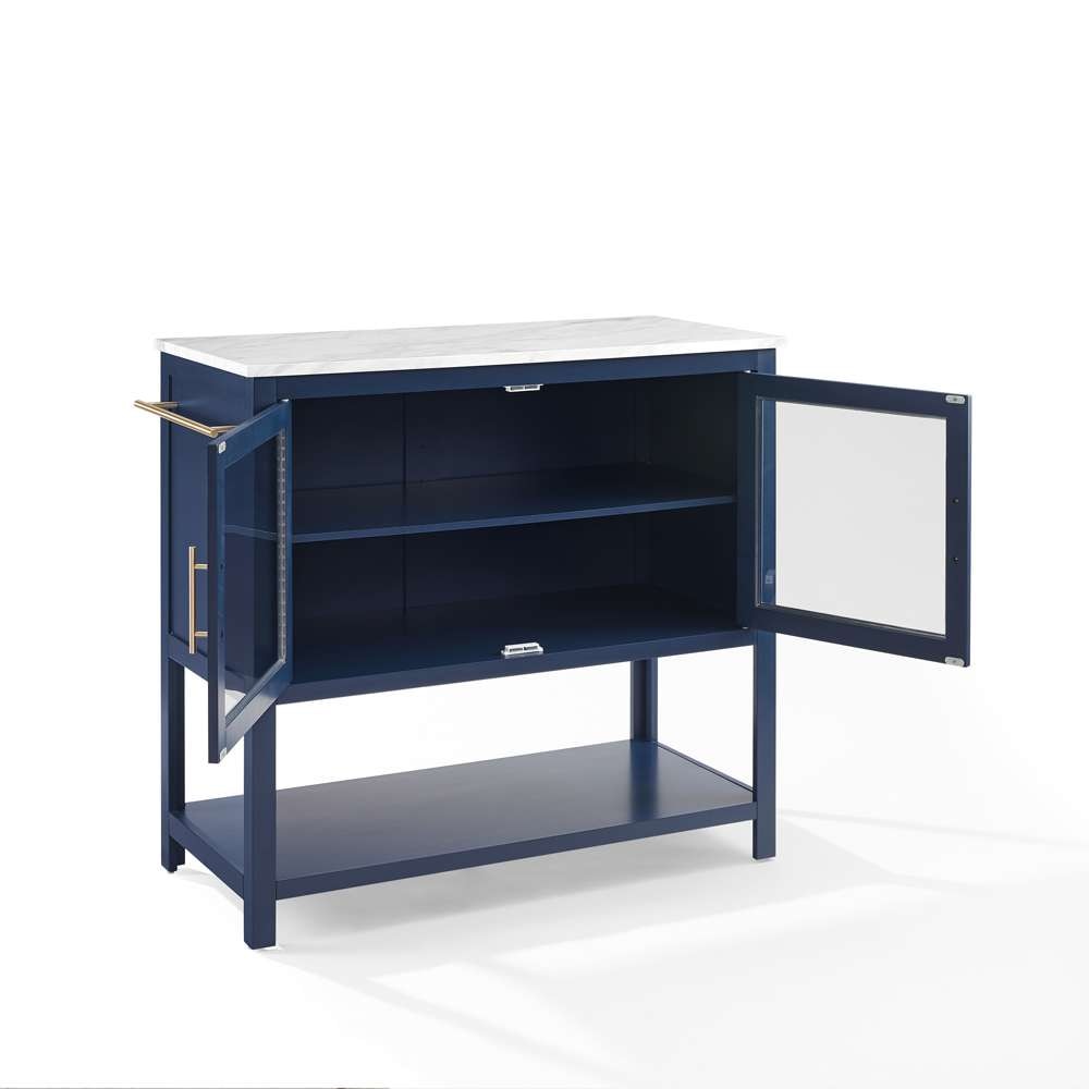 Crosley Furniture Katrina Kitchen Island Navy/White Marble - CF3042WM-NV veiw 13