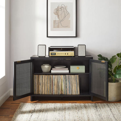 Crosley Furniture - Kenji Record Player Cabinet With Vinyl Storage - CF1146-BK view 2