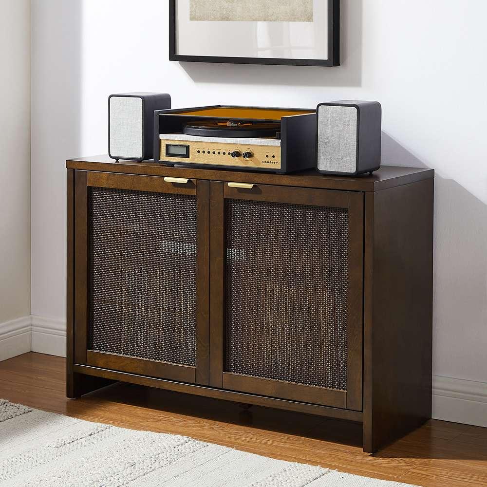 Crosley Furniture - Kenji Record Storage Media Console Dark Brown - CF1146-BR veiw 2
