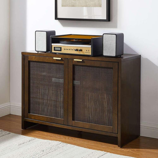 Crosley Furniture - Kenji Record Storage Media Console Dark Brown - CF1146-BR veiw 2