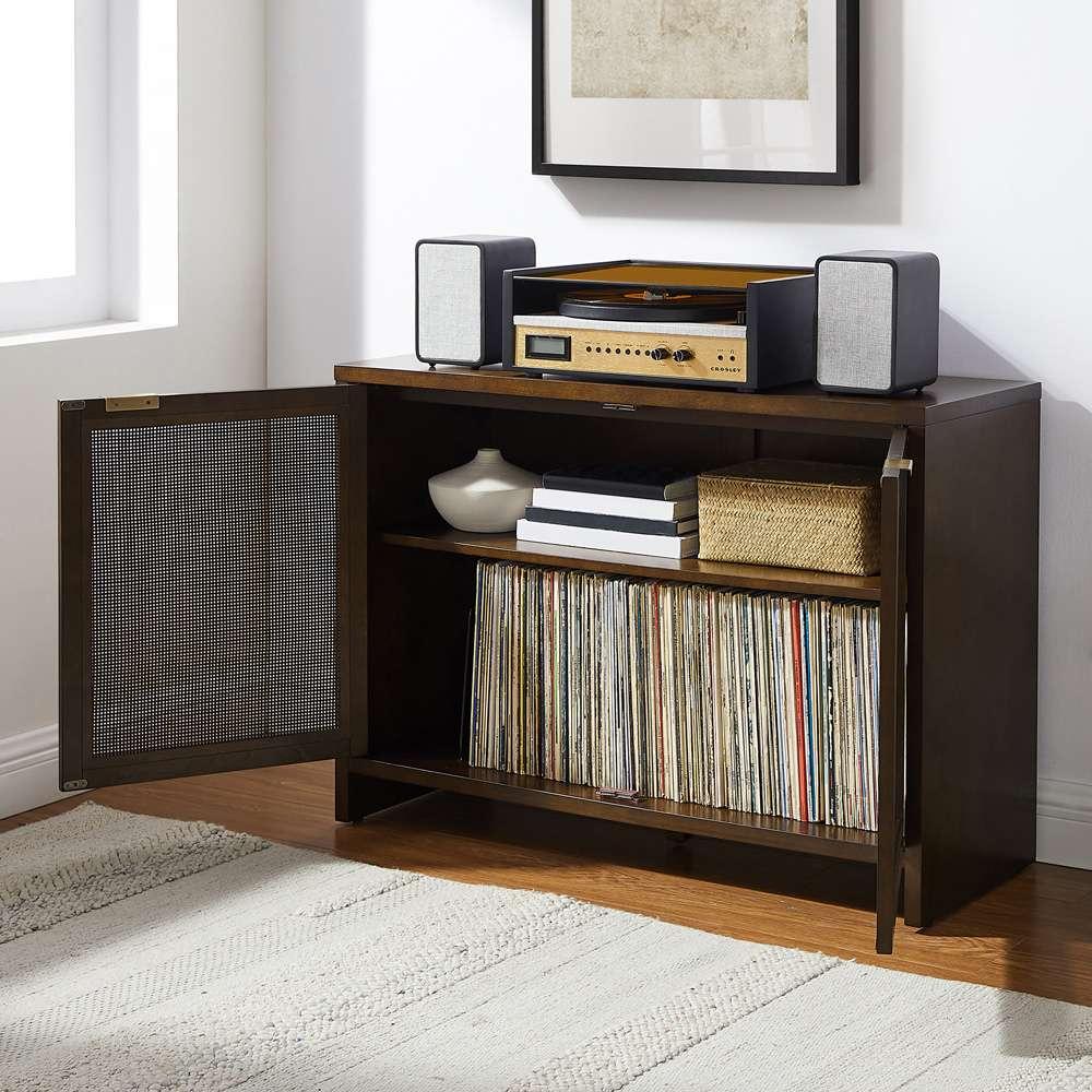 Crosley Furniture - Kenji Record Storage Media Console Dark Brown - CF1146-BR veiw 4