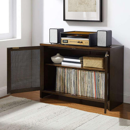 Crosley Furniture - Kenji Record Storage Media Console Dark Brown - CF1146-BR veiw 4