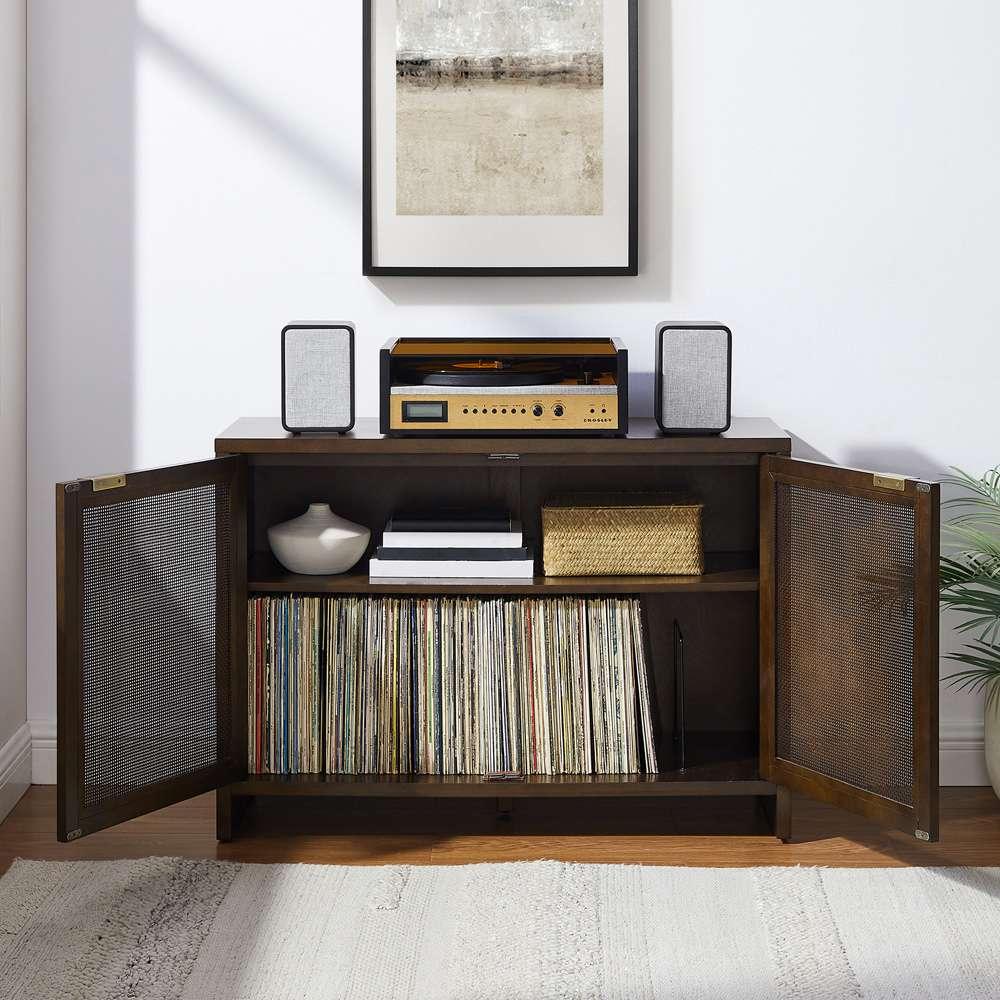 Crosley Furniture - Kenji Record Storage Media Console Dark Brown - CF1146-BR veiw 5