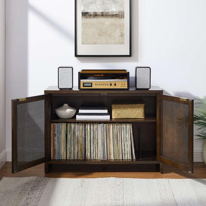 Crosley Furniture - Kenji Record Storage Media Console Dark Brown - CF1146-BR veiw 5