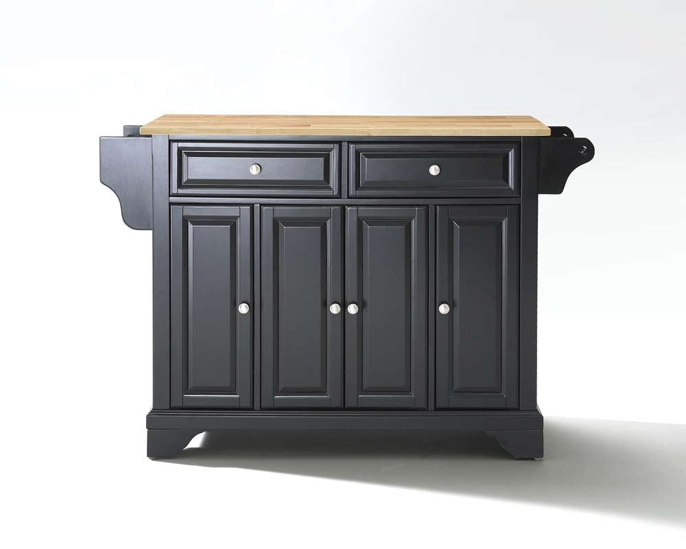 Crosley Furniture - LaFayette Natural Wood Top Kitchen Island in Black Finish - KF30001BBK veiw 1