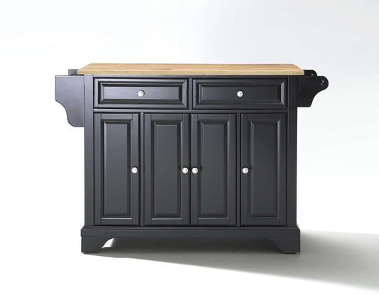 Crosley Furniture - LaFayette Natural Wood Top Kitchen Island in Black Finish - KF30001BBK veiw 1