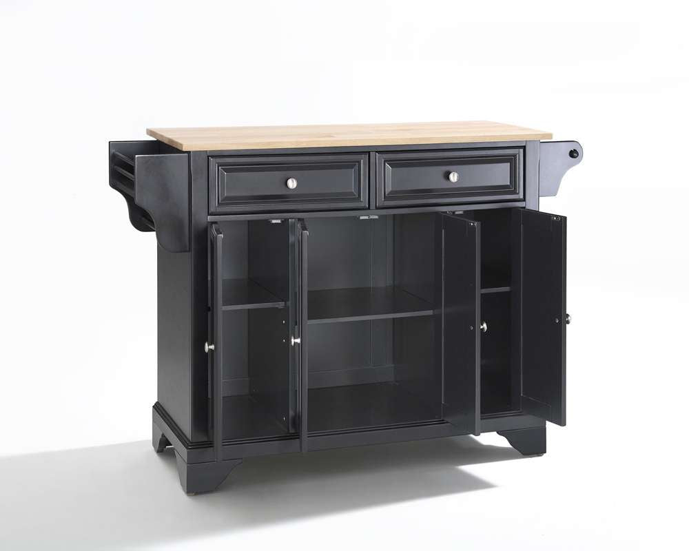 Crosley Furniture - LaFayette Natural Wood Top Kitchen Island in Black Finish - KF30001BBK veiw 3