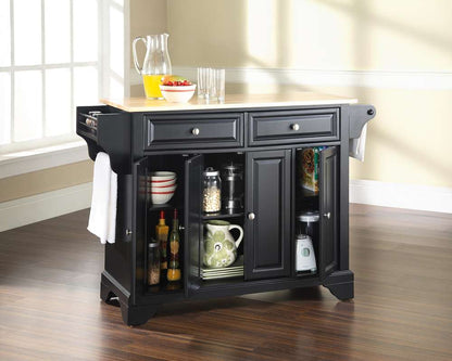 Crosley Furniture - LaFayette Natural Wood Top Kitchen Island in Black Finish - KF30001BBK veiw 4
