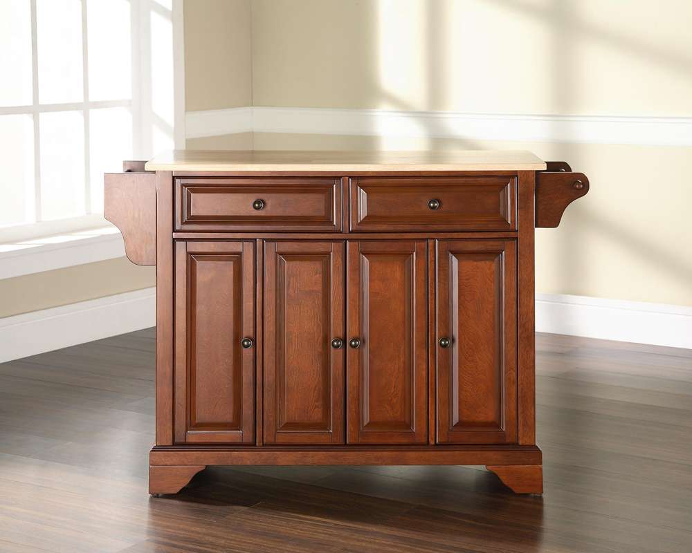 Crosley Furniture - LaFayette Natural Wood Top Kitchen Island in Classic Cherry Finish - KF30001BCH veiw 2